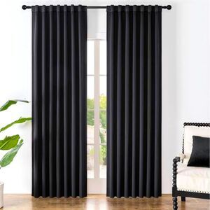 3 x New JoyDeco Black Blackout Noise Reducing Curtains 70” x 96” Rod Pocket